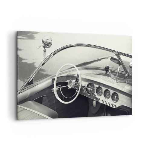 Impression sur toile - Image sur toile - Intérieur de voiture classique de style monochrome - 120x80cm - Temps pour riche - Décoration murale moderne pour le salon et la chambre ARTTOR