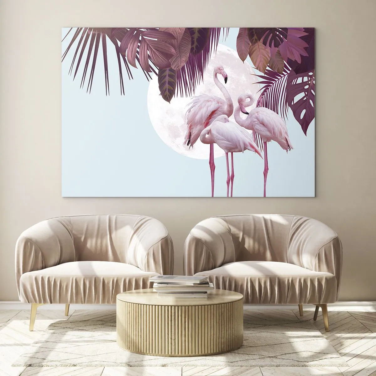 Impression sur verre - Image sur verre - Trois grâces d'oiseaux - 100x70cm - Trois oiseaux gracieux - Décoration murale moderne pour le salon et la chambre ARTTOR