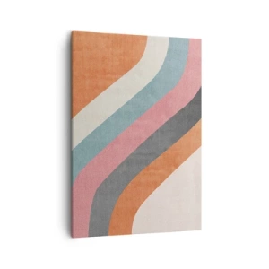 Impression sur toile - Image sur toile - Rayures rétro colorées - 50x70cm - Composition diagonale – mouvement - Décoration murale moderne pour le salon et la chambre ARTTOR