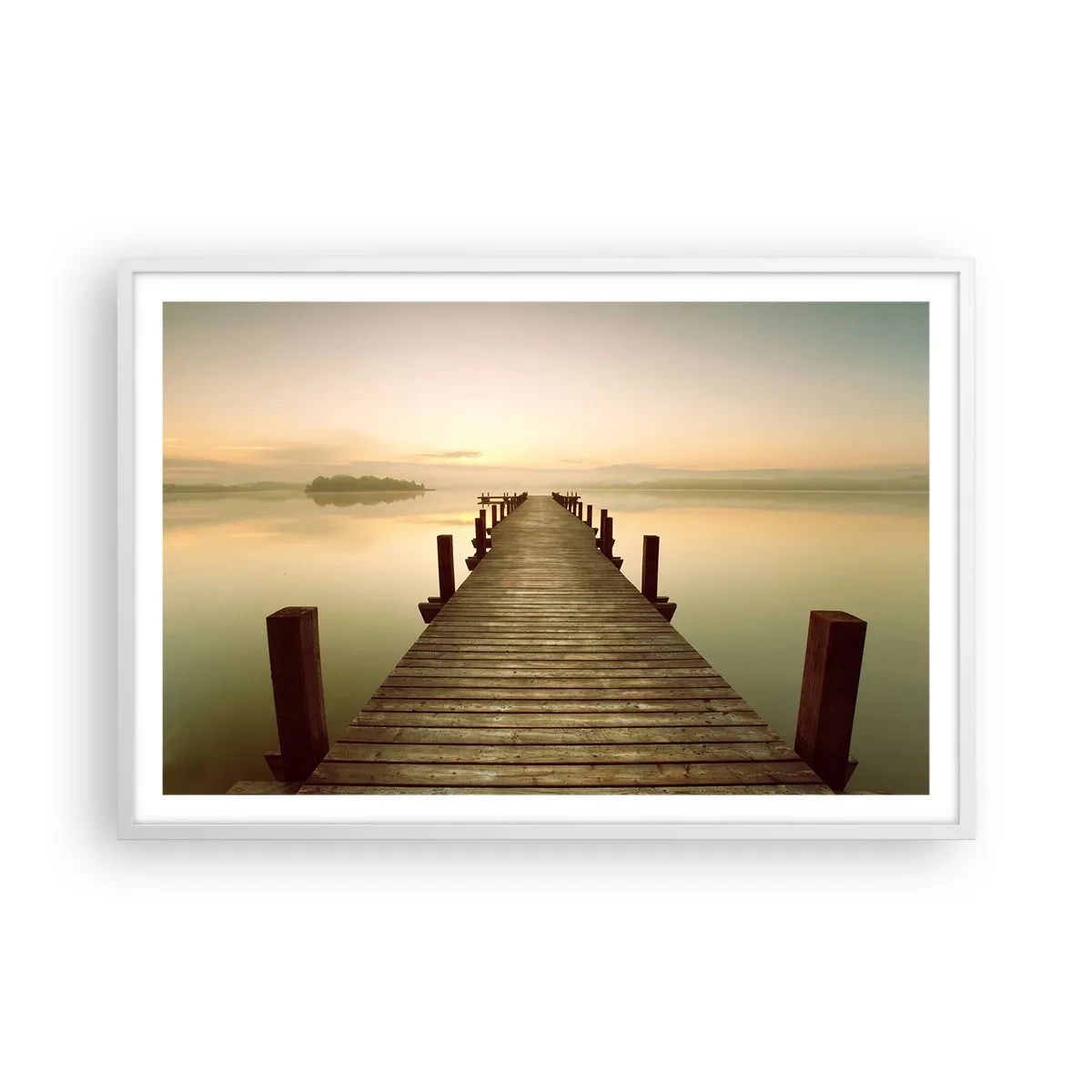 Affiche dans un cadre blanc - Poster - L'aube, les premières lueurs, le jour - 91x61 cm