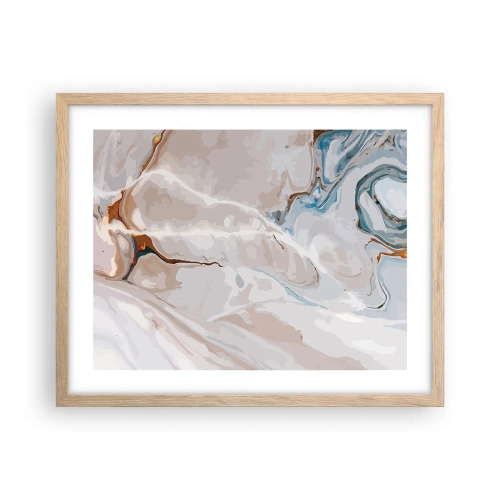 Affiche dans un chêne clair - Poster - Le bleu serpente sous le blanc - 50x40 cm