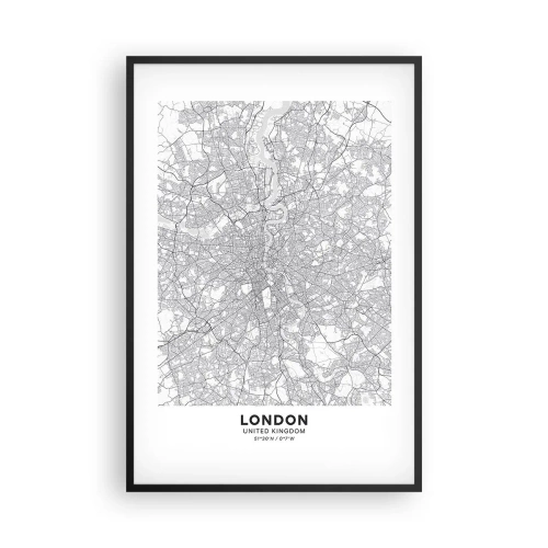 Affiche dans un cadre noir - Poster - Carte du labyrinthe londonien - 61x91 cm