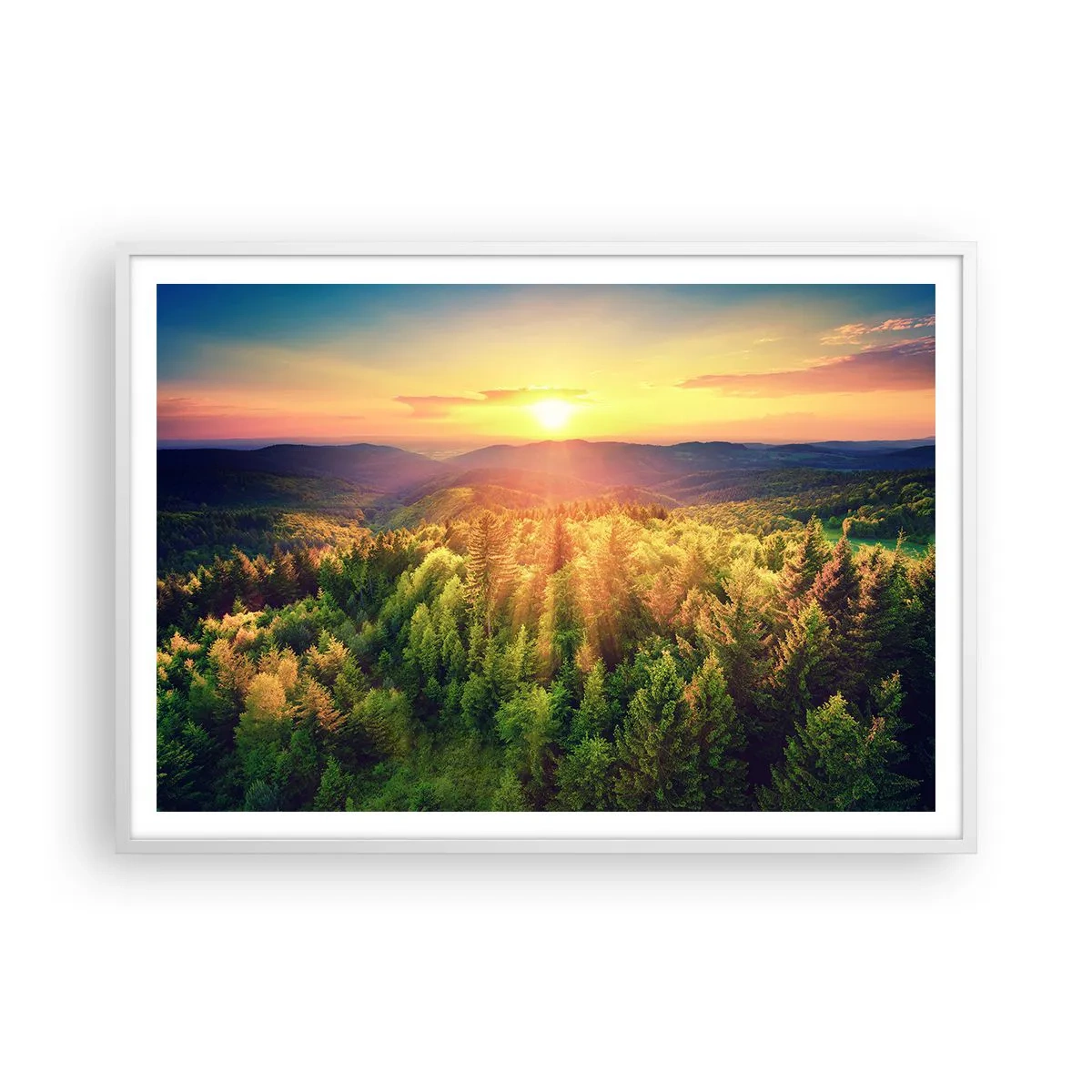 Affiche dans un cadre blanc - Poster - Monts et sommets - 100x70 cm