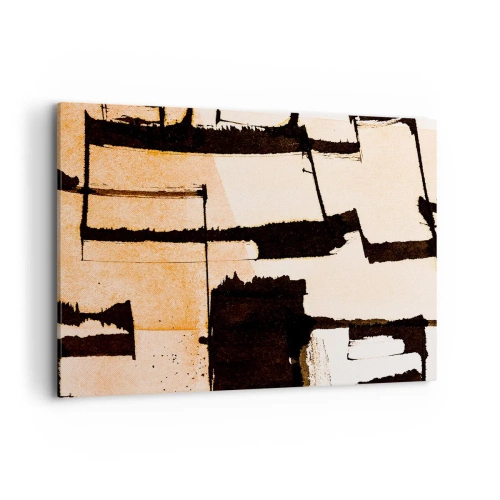 Impression sur toile - Image sur toile - Motifs géométriques dans les tons marron et beige - 100x70cm - De l’ordre malgré tout - Décoration murale moderne pour le salon et la chambre ARTTOR