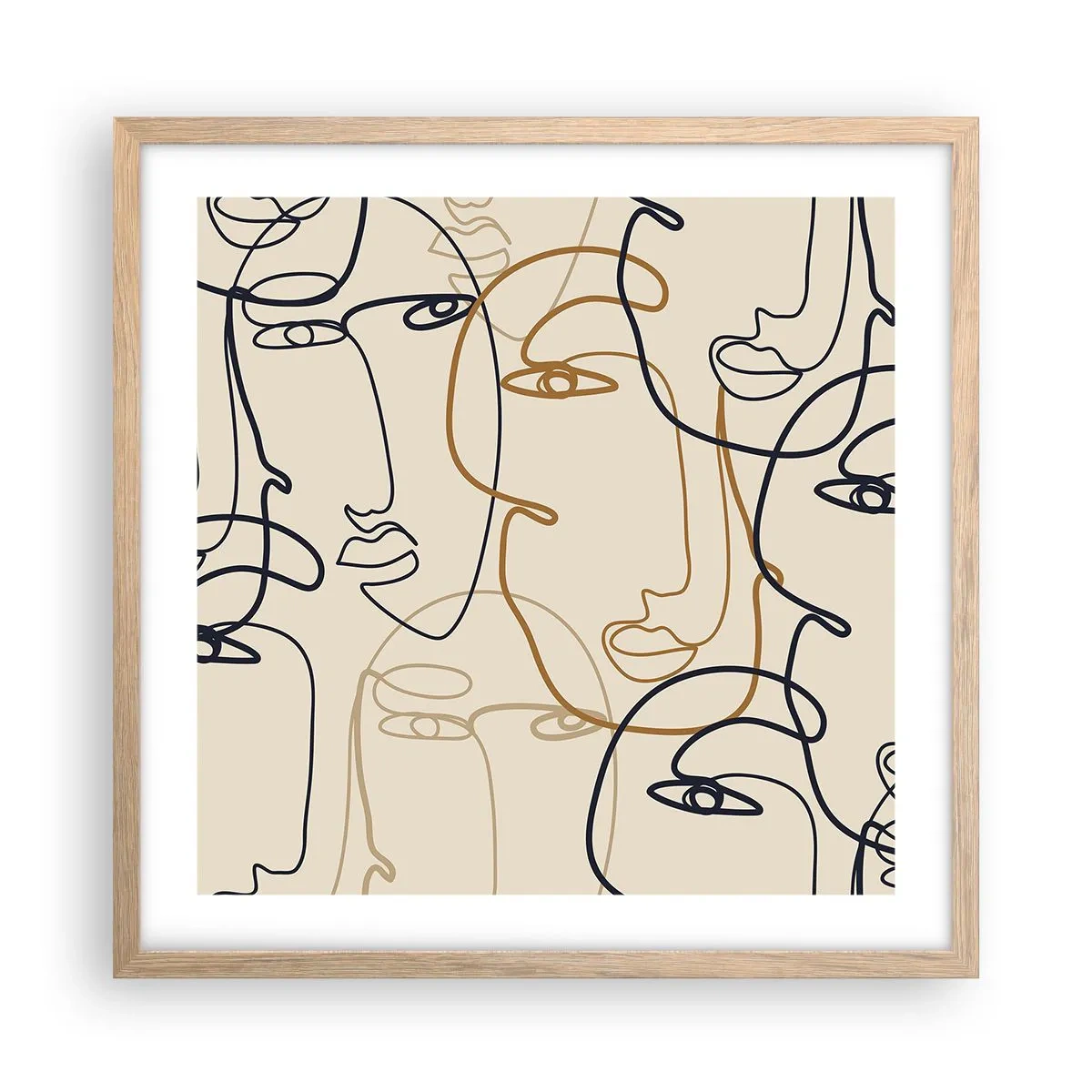 Affiche dans un chêne clair - Poster - Portrait multiplié - 50x50 cm