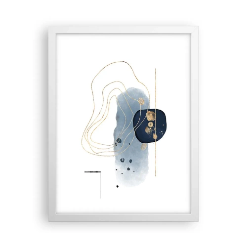 Affiche dans un cadre blanc - Poster - Fantaisie bleu et or - 30x40 cm