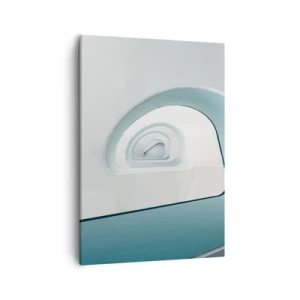 Impression sur toile - Image sur toile - Architecture minimaliste aux lignes arrondies - 50x70cm - Au profondeur du bleu - Décoration murale moderne pour le salon et la chambre ARTTOR