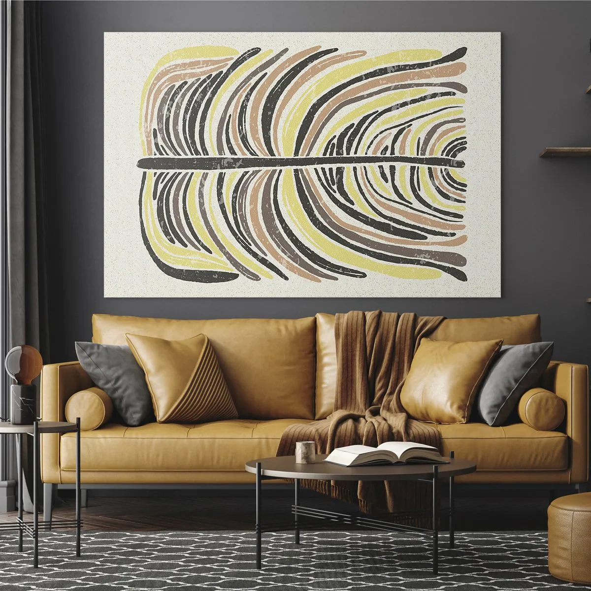 Impression sur verre - Image sur verre - Abstraction organique dans des tons terreux chauds sur un fond clair - 100x70cm - Abstraction pleine de vie - Décoration murale moderne pour le salon et la chambre ARTTOR