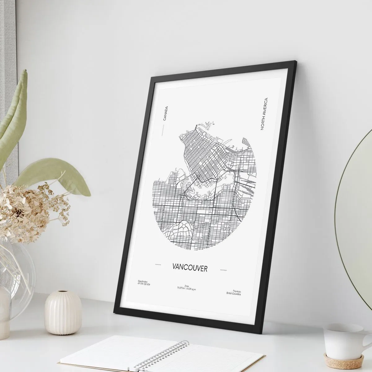 Affiche dans un cadre noir - Poster - Anatomie de Vancouver - 30x40 cm