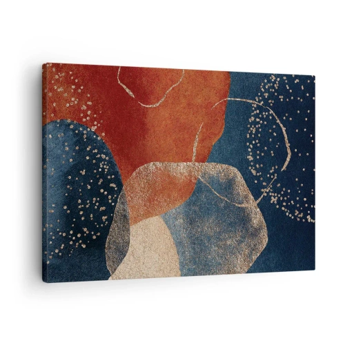 Impression sur toile - Image sur toile - Formes abstraites dans des tons de rouge et de bleu - 70x50cm - La légèreté de l'être - Décoration murale moderne pour le salon et la chambre ARTTOR