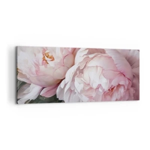 Impression sur toile - Image sur toile - Pivoines roses délicates en pleine floraison - 120x50cm - Arrêté en pleine floraison - Décoration murale moderne pour le salon et la chambre ARTTOR