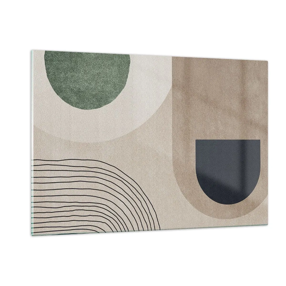 Impression sur verre - Image sur verre - Figures géométriques abstraites aux couleurs sobres - 120x80cm - La douceur de l'ovale - Décoration murale moderne pour le salon et la chambre ARTTOR
