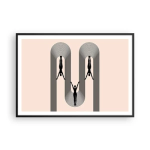 Affiche dans un cadre noir - Poster - Silhouettes géométriques sur fond beige - 100x70cm - Les jambes en l’air - Décoration murale moderne pour le salon et la chambre ARTTOR