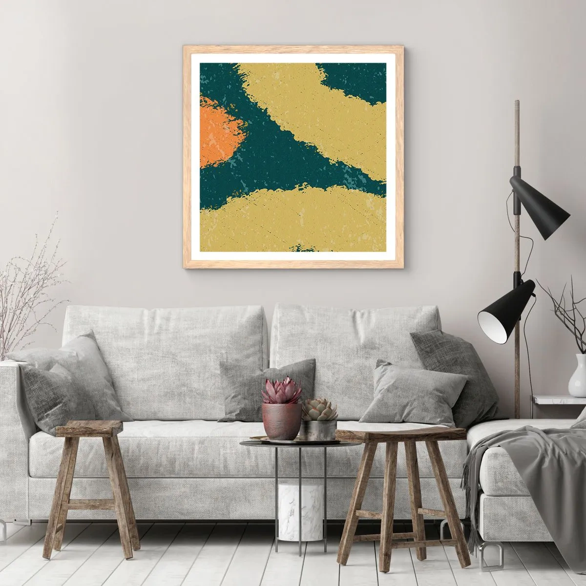 Affiche dans un chêne clair - Poster - Abstraction – mouvement lent - 50x50 cm