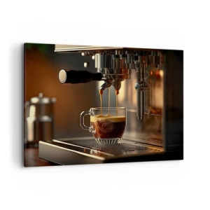 Impression sur toile - Image sur toile - Machine à café avec une tasse d'espresso aromatique - 100x70cm - Un mélange sensuel - Décoration murale moderne pour le salon et la chambre ARTTOR