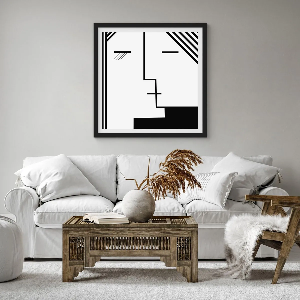 Affiche dans un cadre noir - Poster - Juste un baiser - 30x30 cm