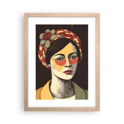 Affiche dans un chêne clair - Poster - Dame Corail - 30x40 cm