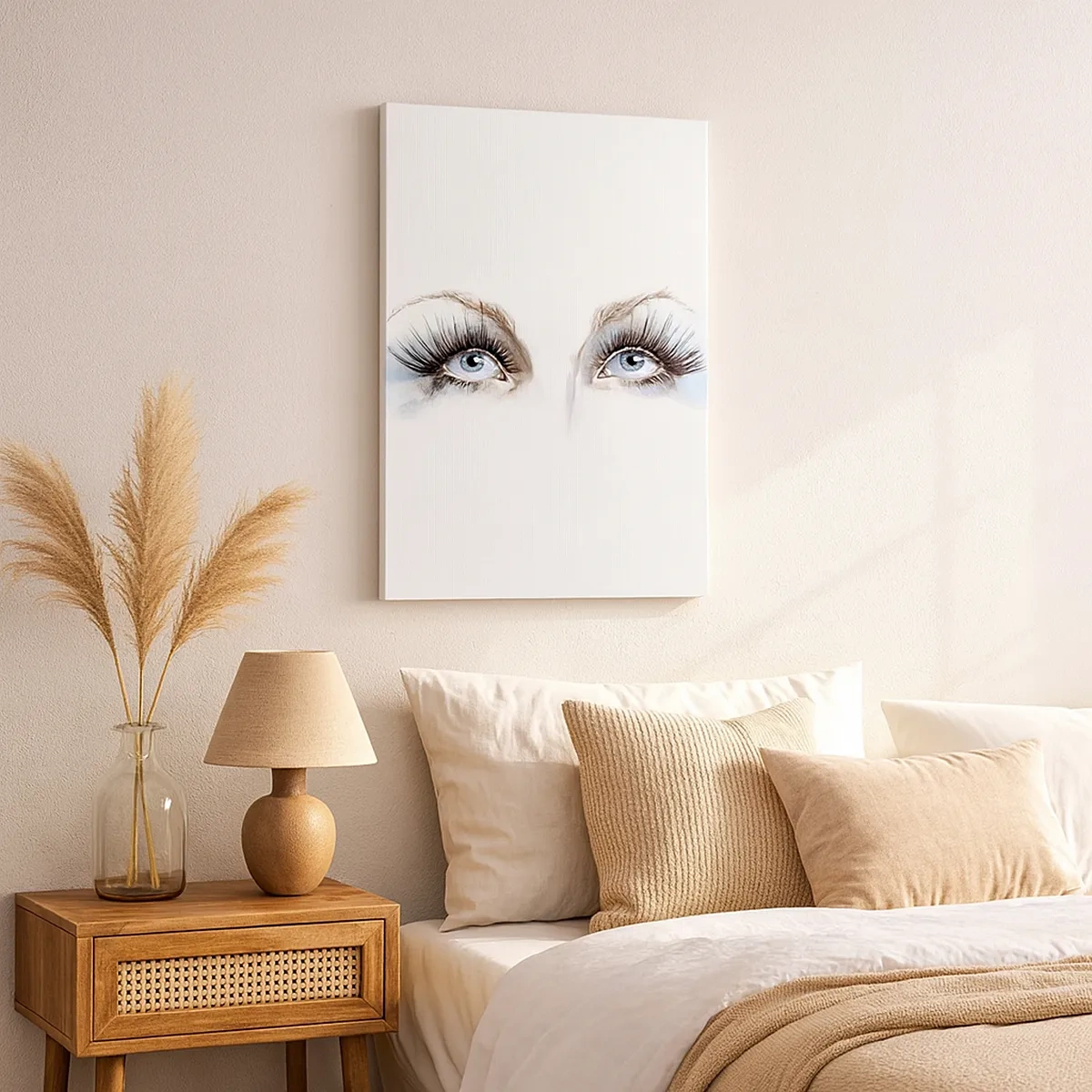 Impression sur toile - Image sur toile - Aquarelle aux yeux bleus et aux accents délicats - 50x70cm - Yeux d'ange? - Décoration murale moderne pour le salon et la chambre ARTTOR