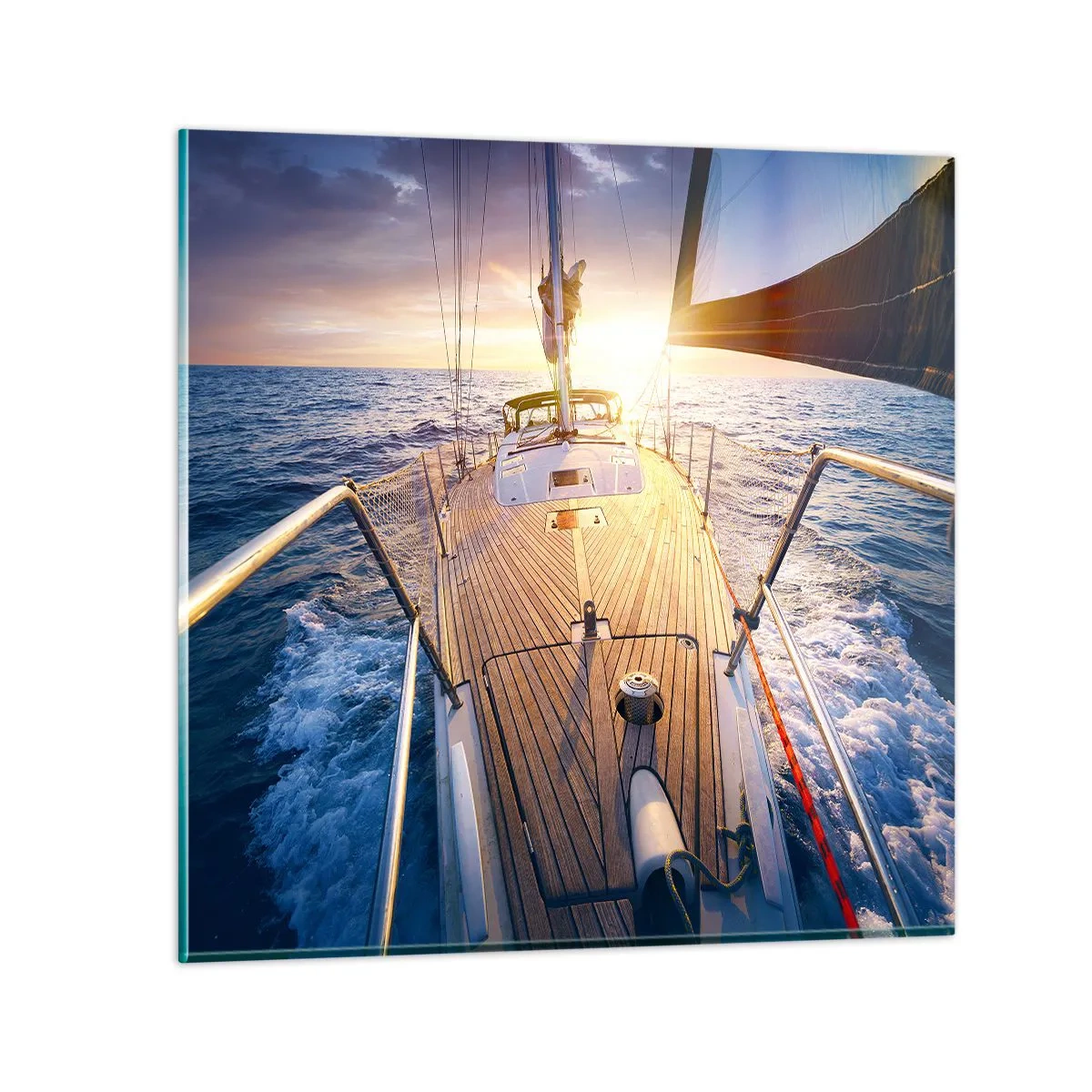 Impression sur verre - Image sur verre - Courir sur les vagues - 60x60 cm