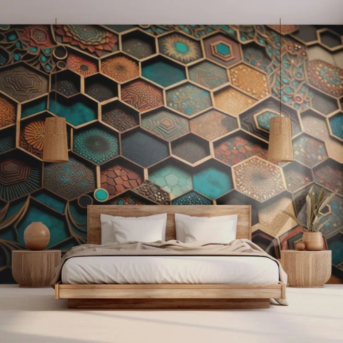 Papier Peint Photo Standard Eco - Ornements arabes – variation - cube, Mosaïque, Modèle - 150x105 cm