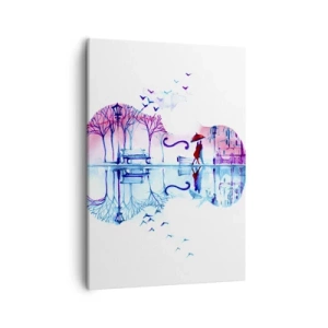 Impression sur toile - Image sur toile - Silhouette de ville en forme de violon aux couleurs aquarelles - 50x70cm - Je vous apporterai de cantiques de pluie - Décoration murale moderne pour le salon et la chambre ARTTOR