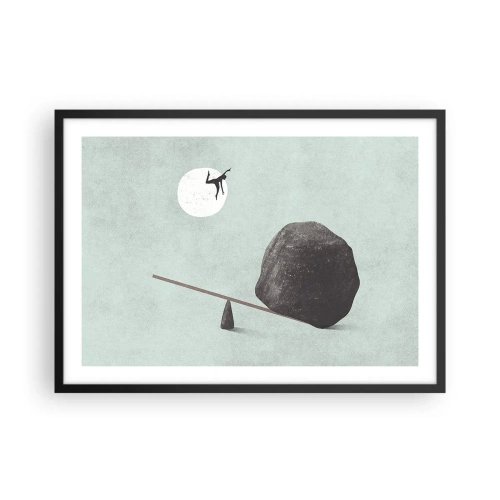 Affiche dans un cadre noir - Poster - Une scène symbolique avec une figure et un équilibre sur un ciel lumineux. - 70x50cm - Réalisation de ses rêves - Décoration murale moderne pour le salon et la chambre ARTTOR