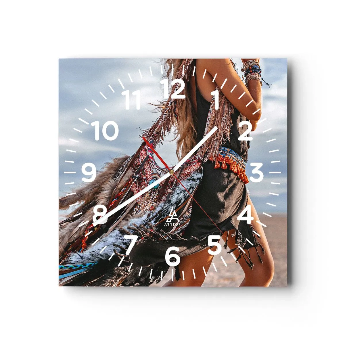 Horloge murale - Pendule murale - La fille du chaman - 40x40 cm