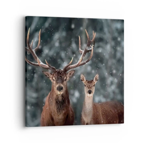 Impression sur toile - Image sur toile - Le roi de la forêt avec sa femme - 30x30 cm