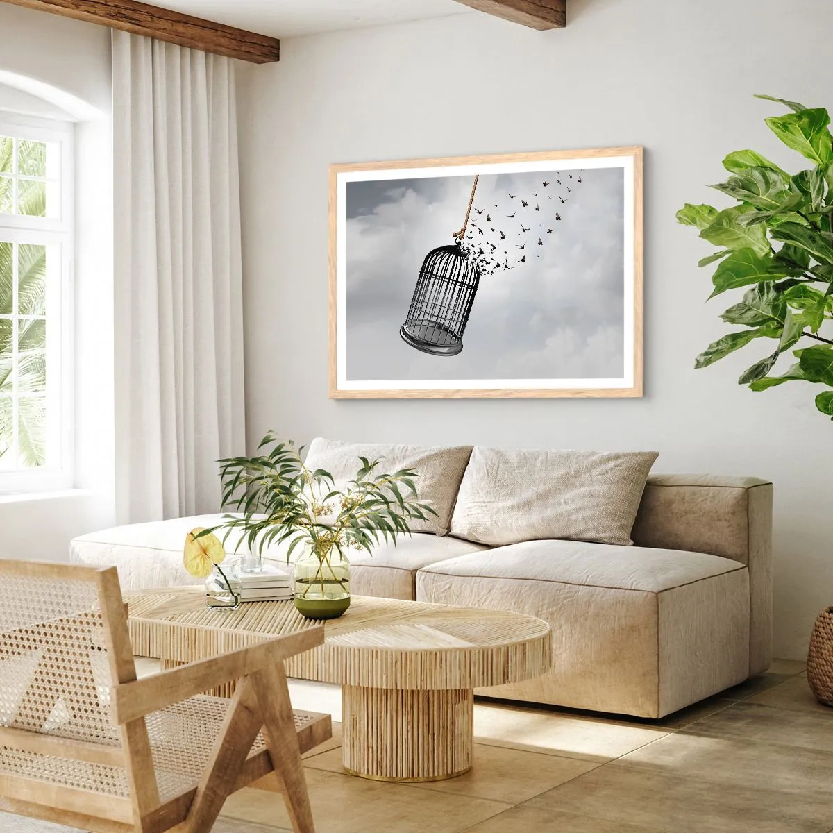 Affiche dans un chêne clair - Poster - Foie...Espoir...Liberté! - 50x40 cm