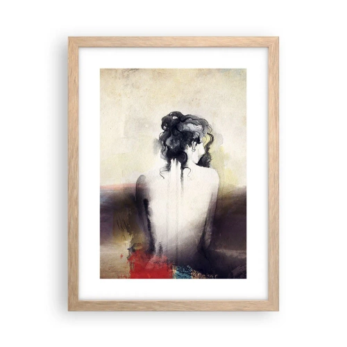Affiche dans un chêne clair - Poster - Lignes lisses, formes ovales - 30x40 cm