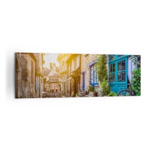 Impression sur toile - Image sur toile - Une charmante rue pavée au soleil - 160x50cm - Aux confins du monde - Décoration murale moderne pour le salon et la chambre ARTTOR