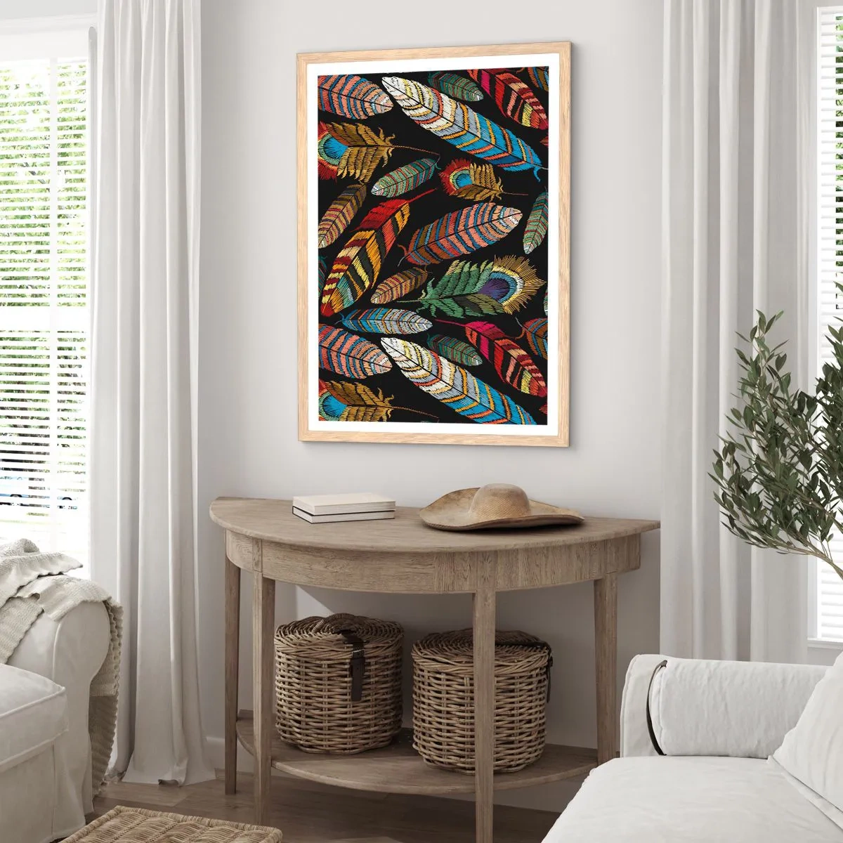 Affiche dans un chêne clair - Poster - Le carnaval des oiseaux - 30x40 cm