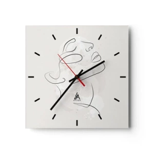 Horloge murale - Pendule murale - Un croquis minimaliste d'un visage sur un fond clair - 30x30cm - L'esquisse d'un rêve - Décoration murale moderne pour le salon et la chambre ARTTOR
