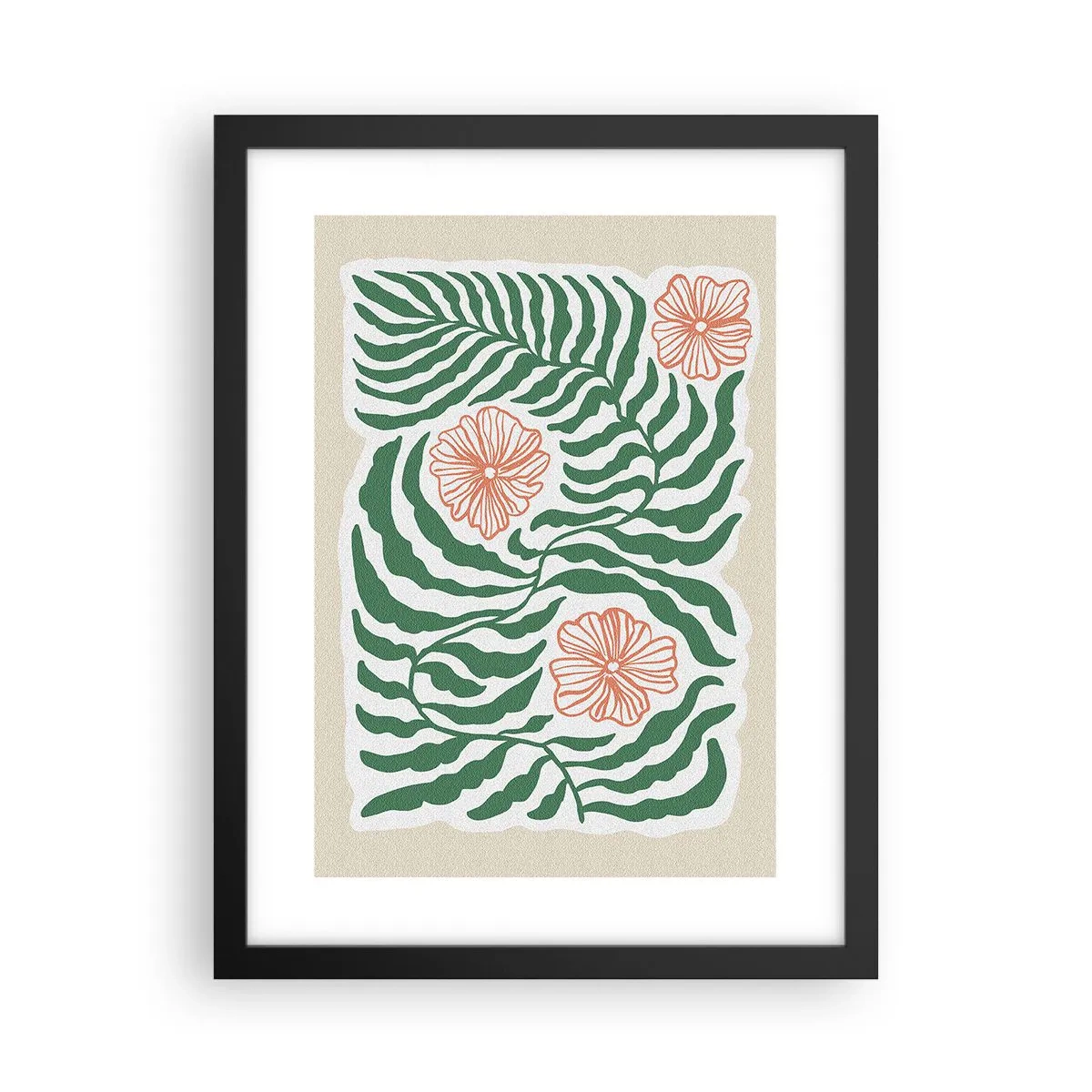 Affiche dans un cadre noir - Poster - Fleurit en vert - 30x40 cm