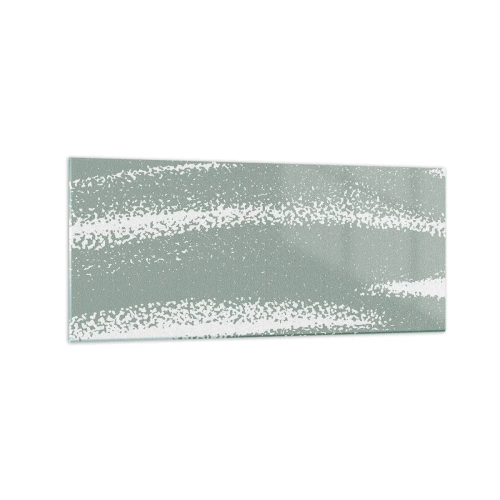 Impression sur verre - Image sur verre - Vagues d'hiver dans les tons menthe et blanc - 120x50cm - Abstraction dans un climat hivernal - Décoration murale moderne pour le salon et la chambre ARTTOR