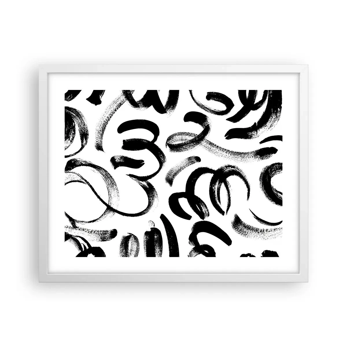 Affiche dans un cadre blanc - Poster - Noir sur blanc - 50x40 cm