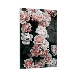 Impression sur verre - Image sur verre - Roses roses sur fond sombre dans une composition subtile - 80x120cm - Ensemble de rose - Décoration murale moderne pour le salon et la chambre ARTTOR