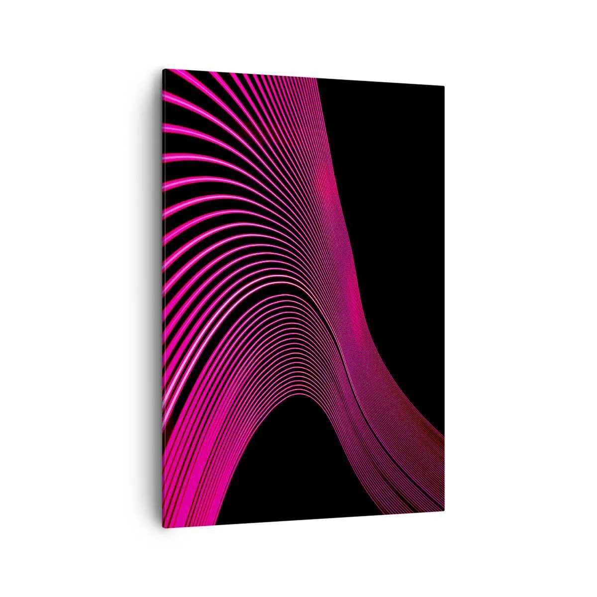 Impression sur toile - Image sur toile - Lignes futuristes dans des tons de rose sur fond noir - 70x100cm - Avenue de lumière - Décoration murale moderne pour le salon et la chambre ARTTOR