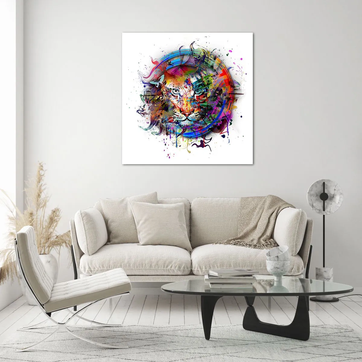 Impression sur verre - Image sur verre - Il se cache derrière un voile arc-en-ciel - 30x30 cm