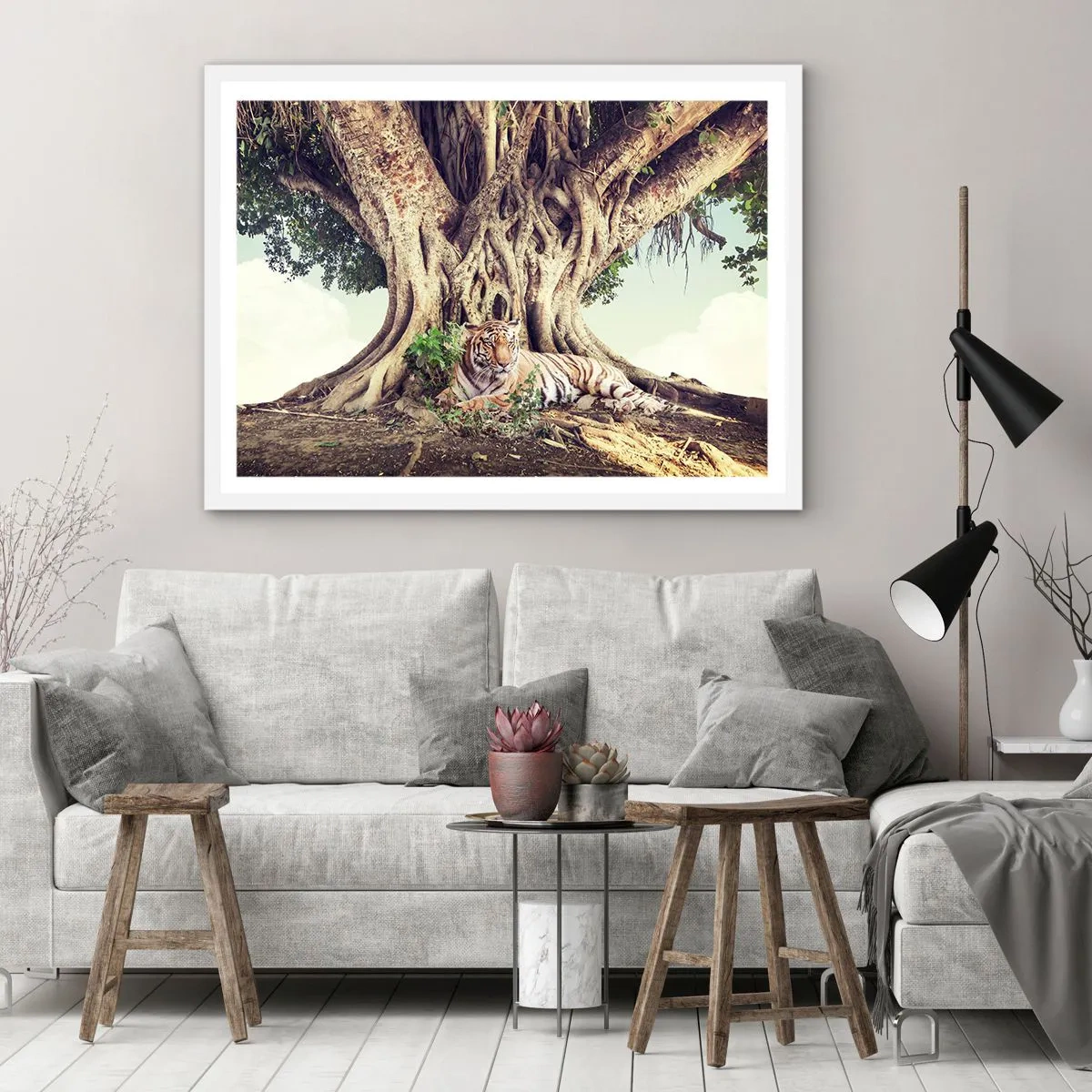 Affiche dans un cadre blanc - Poster - Vue du Livre de la Genèse - 70x50 cm