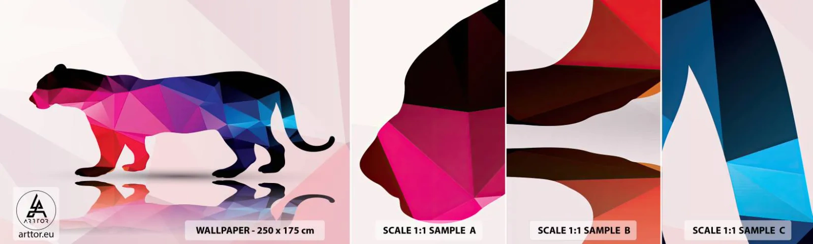 Échantillon De Papier Peint Standard Eco - Panthère de diamant - Animaux, Panthère, Figure géométrique - 100x30 cm