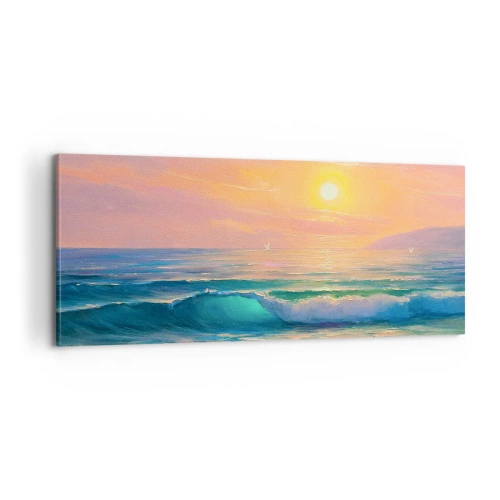 Impression sur toile - Image sur toile - Le chant turquoise des vagues - 100x40 cm