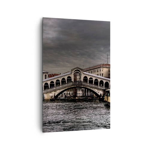 Impression sur toile - Image sur toile - Pont du Rialto à Venise sur le Grand Canal, architecture classique. - 80x120cm - Promesse d'une soirée vénitienne - Décoration murale moderne pour le salon et la chambre ARTTOR