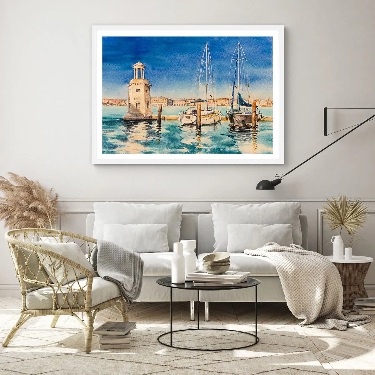 Affiche dans un cadre blanc - Poster - Lagune ensoleillée - 50x40 cm