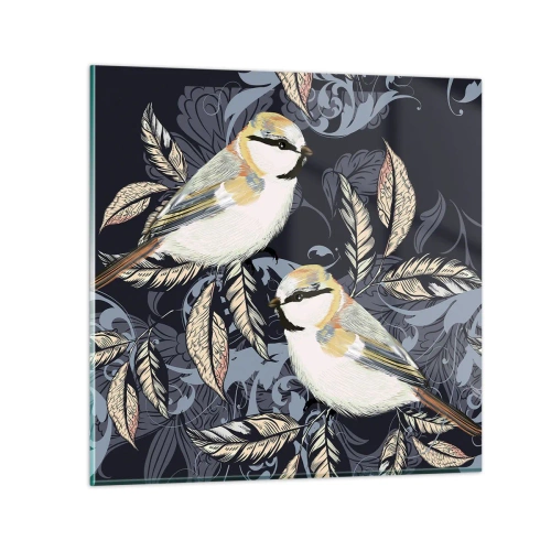 Impression sur verre - Image sur verre - Babillement jaune et bleu - 40x40 cm