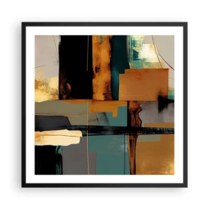Affiche dans un cadre noir - Poster - Abstraction – lumière et ombre - 60x60 cm