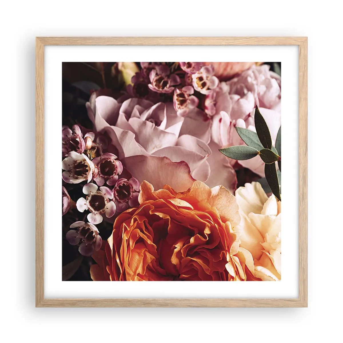 Affiche dans un chêne clair - Poster - Enveloppé de beauté - 50x50 cm