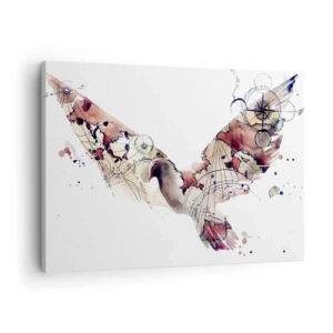Impression sur toile - Image sur toile - Silhouette d'oiseau artistique avec des motifs géométriques - 70x50cm - Un pèlerin volant - Décoration murale moderne pour le salon et la chambre ARTTOR