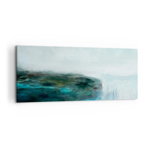 Impression sur toile - Image sur toile - Paysage abstrait dans les tons turquoise et gris - 120x50cm - Abstraction nautique - Décoration murale moderne pour le salon et la chambre ARTTOR