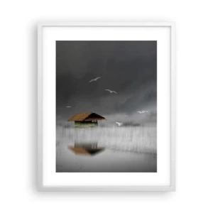 Affiche dans un cadre blanc - Poster - A l'abri de la pluie - 40x50 cm